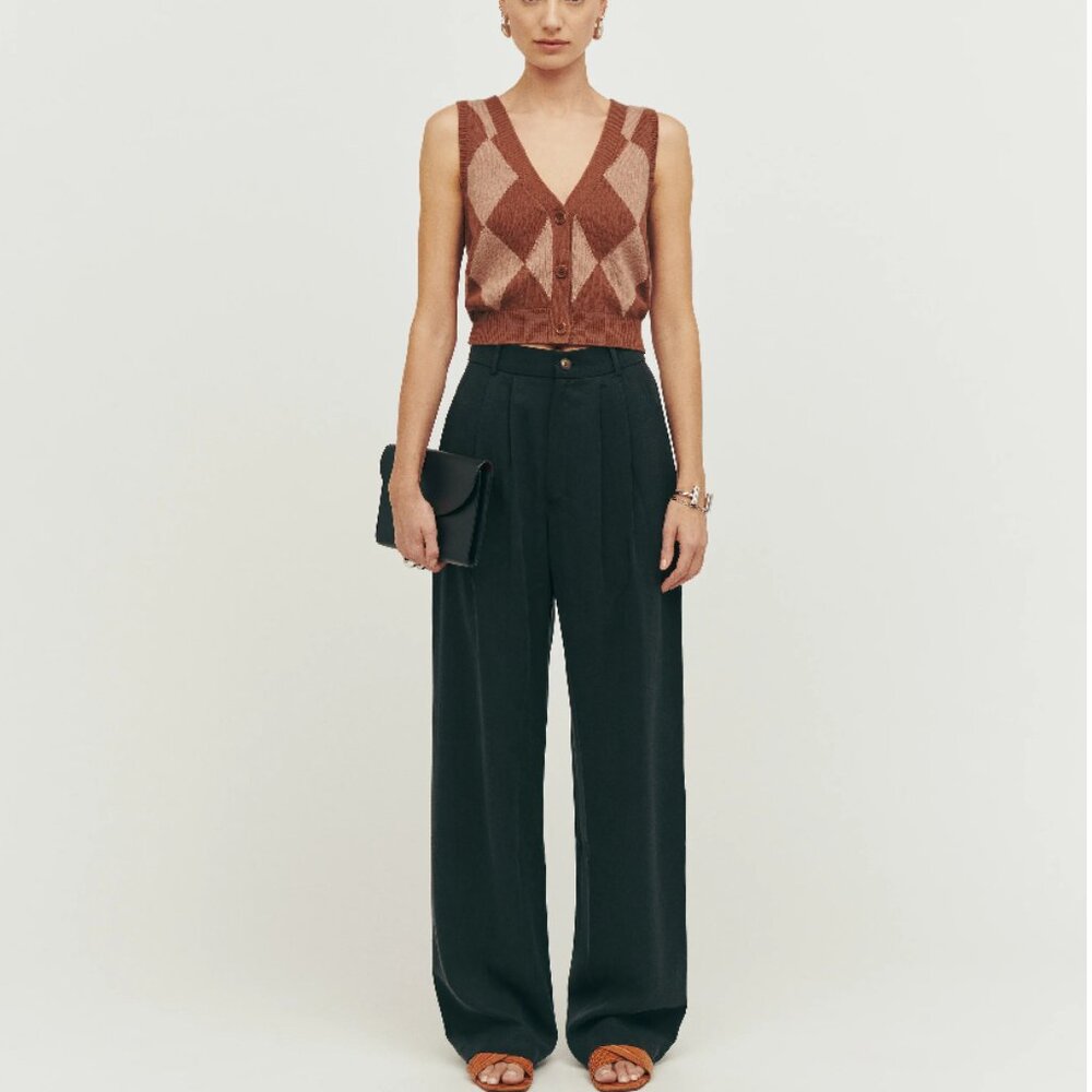 NEW Reformation Mason Black High Rise Trouser Pants Size 6 #2855 - Picture 4 of 10